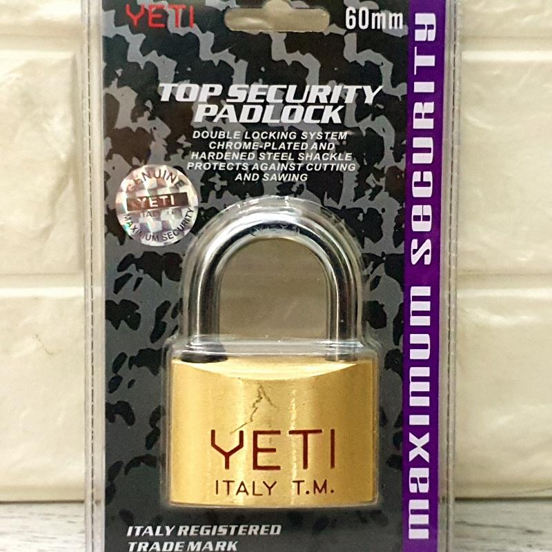 Ổ Khóa Đồng Thau YETI 6cm Logo đỏ ( made in Italy )