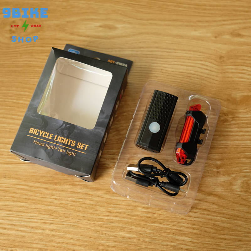 Đèn led xe đạp combo trước sau sạc USB DC- 2218