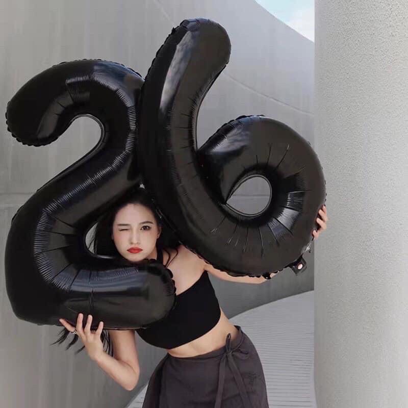 Bóng số tuổi trang trí sinh nhật màu đen size 70cm
