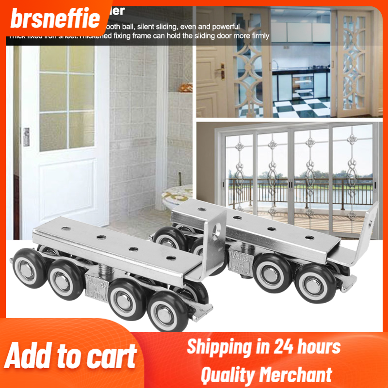 brsneffie 1 Pair 8 Wheels Sliding Door Rollers Hardware Hanging Wheels Silent Rail Wheel