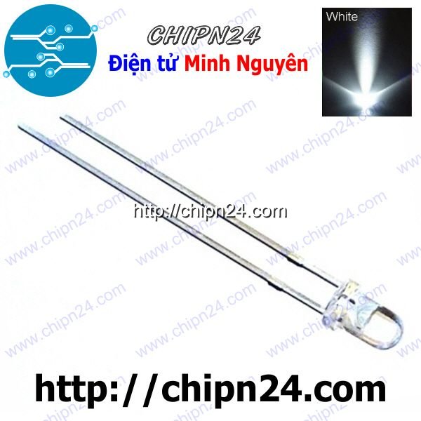 [50 con] (tk1) led siêu sáng 3mm (led 3mm trong) (đỏ/vàng/xanh lá/dương/trắng/cam) - [chọn loại]