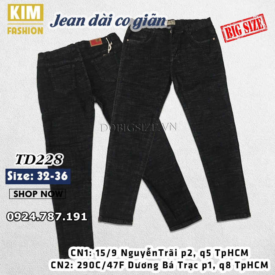 Quần Jean Dài Bigsize Co Giãn 60-90kg lưng cao