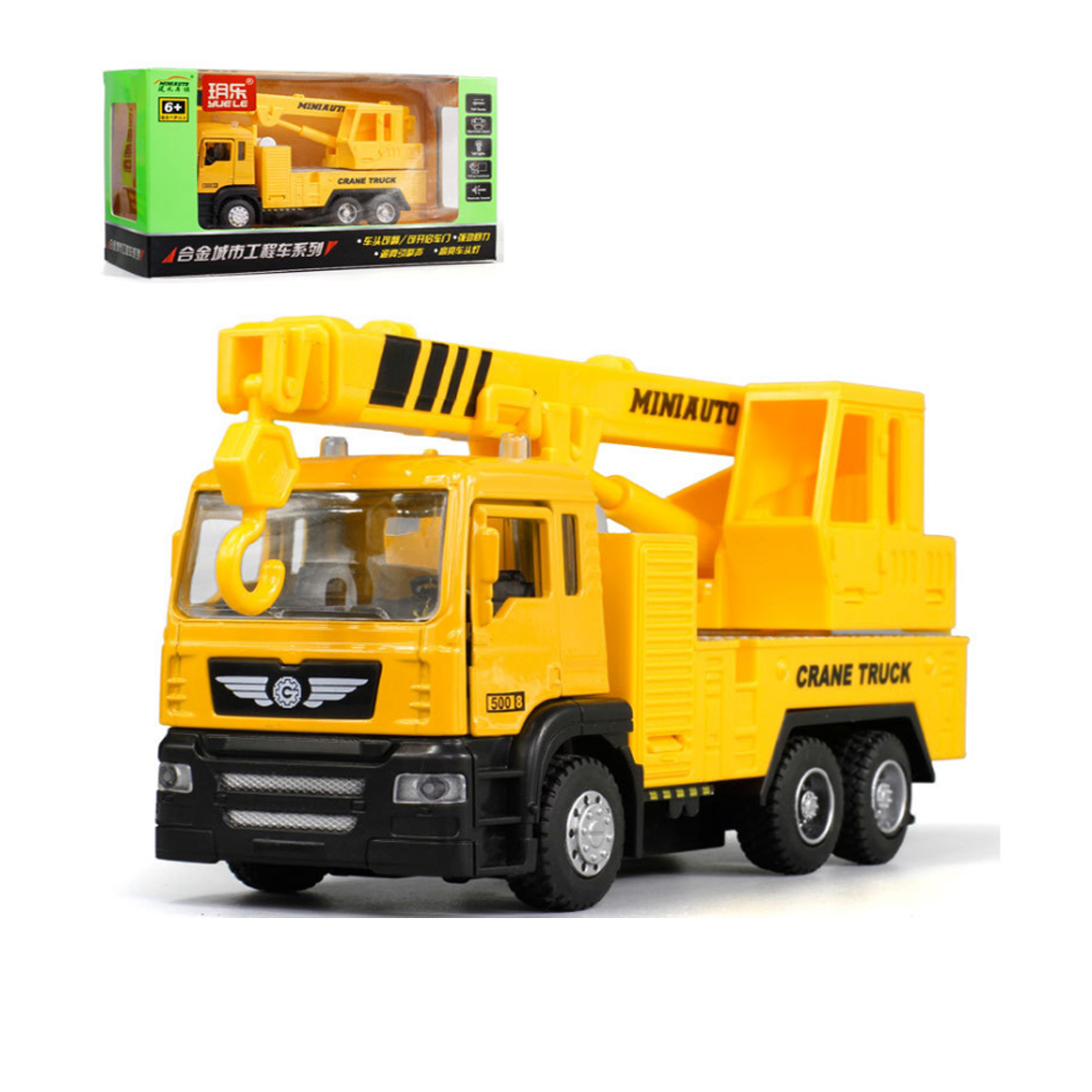 Xe ô tô cẩu móc có âm thanh và đèn mô hình tỉ lệ 1:50 cabin bằng kim loại xe mở được cửa