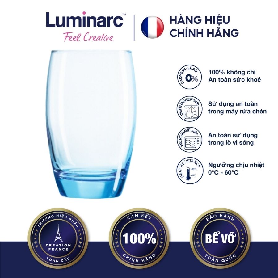 Bộ 6 ly thuỷ tinh cao luminarc salto blue 350ml - lusaj1585