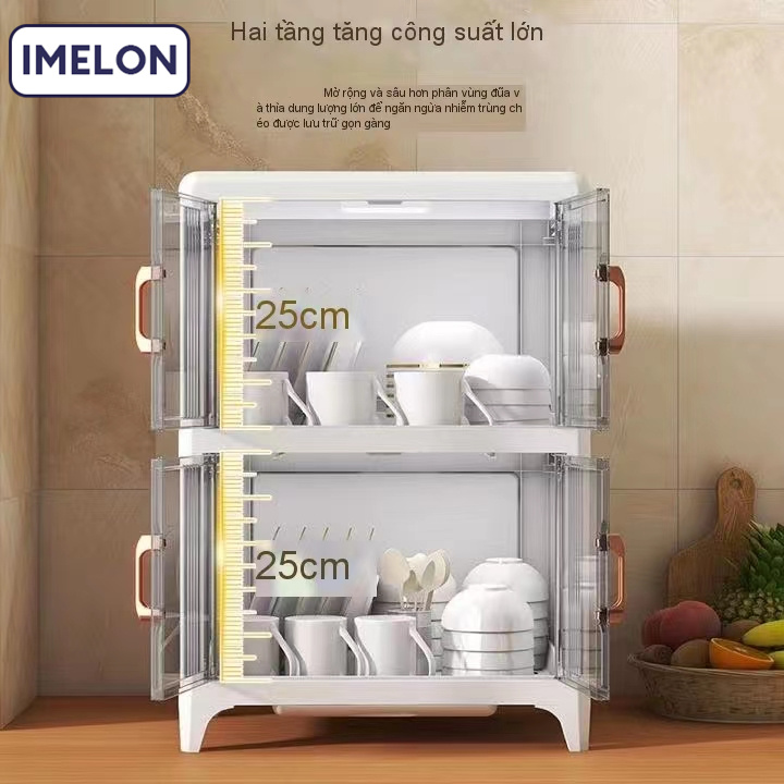 Drain dishes and chopsticks storage box, kitchen dishes, blue light sterilization storage rack, cupboard, bowl box with lid, household shelf