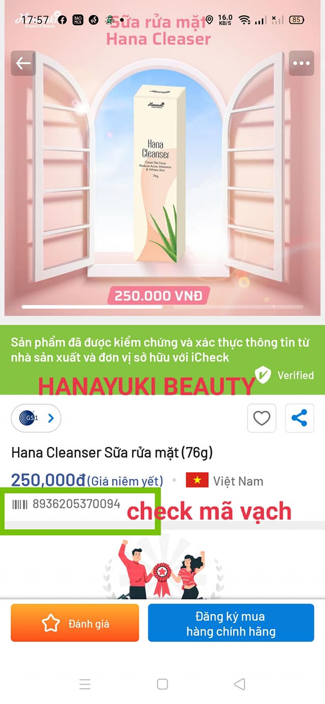 [Chính hãng-Date 2027] SỮA RỬA MẶT KHÔNG BỌT MINI HANAYUKI 76G - HANA CLEANSER MINI