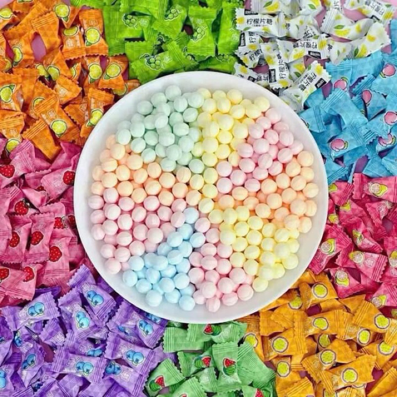 Túi 500g Kẹo ngậm C trái cây nhiều vị thơm mát kẹo trái cây hương bạc hà the mát