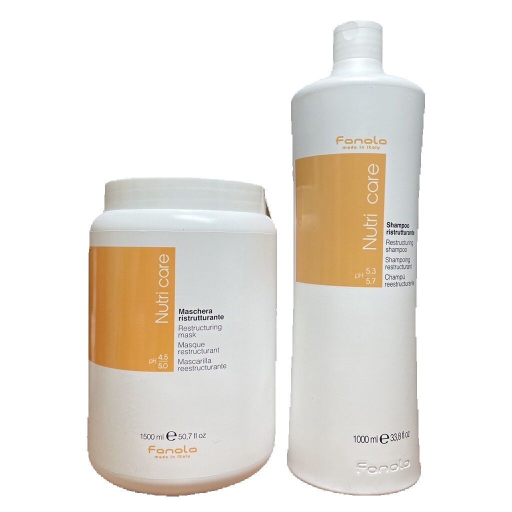Combo Gội và hấp phục hồi tóc hư tổn Fanola Nuti Care 1000ml/1500ml