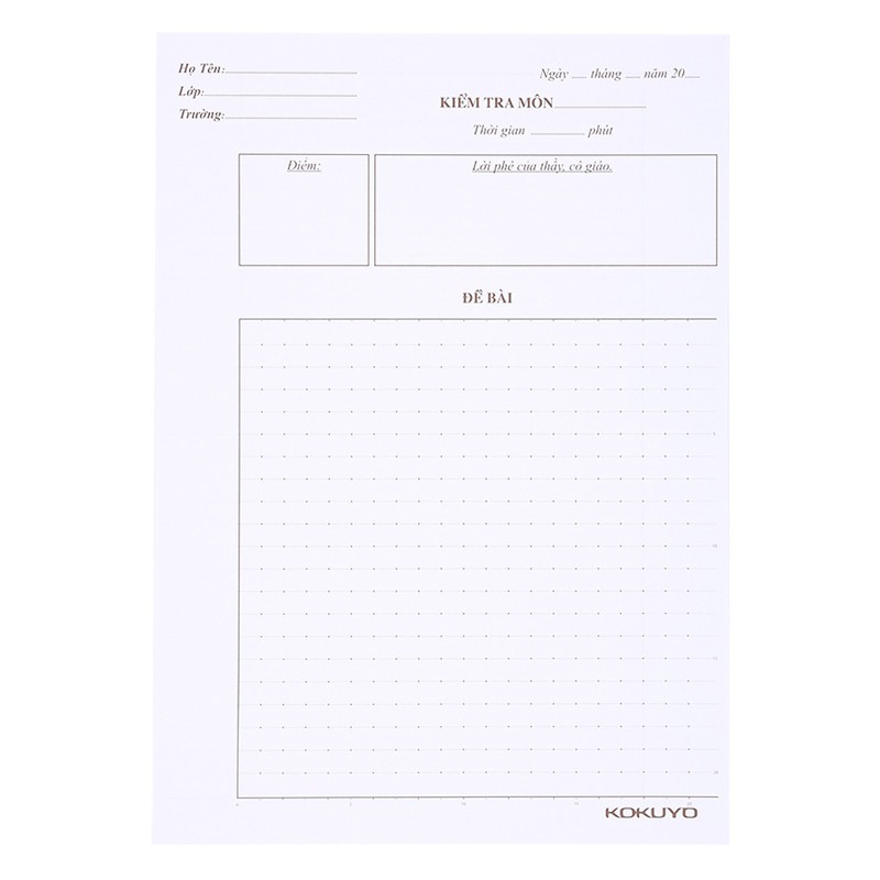 Giấy kiểm tra kẻ ngang 7mm B5 Campus