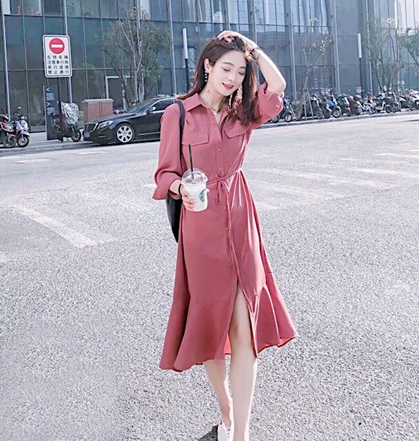 [HCM]Đầm hồng ruốc túi hộp (kèm hình thật nhà Bo)