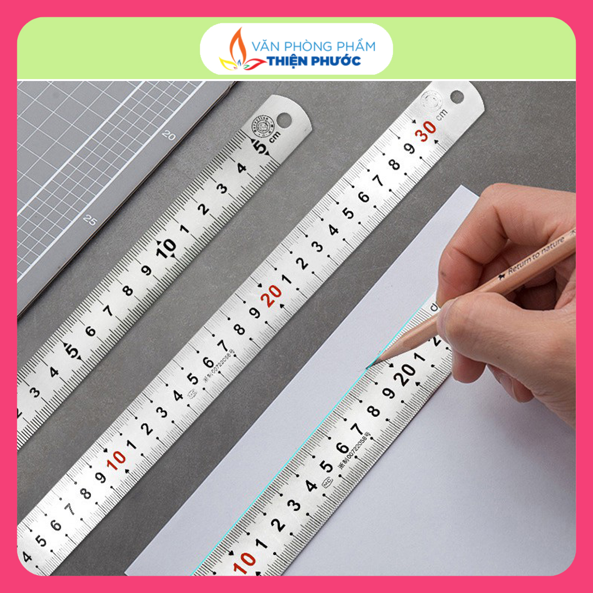 Thước kẻ sắt 15cm - 20cm - 30cm THIỆN PHƯỚC