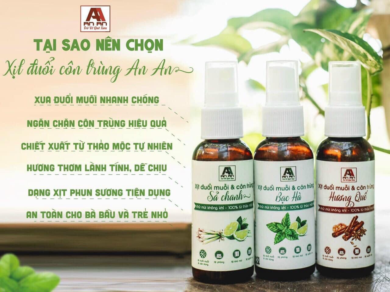 Xịt Tinh Dầu Đuổi Muỗi & Côn Trùng Tinh chất Sả Chanh 50ml AN AN