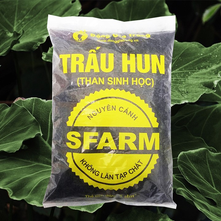 Giá thể Trấu Hun Sfarm trộn đất trồng cây tơi xốp giữ chất dinh dưỡng cho rau hoa hồng phong lan - 5dm3
