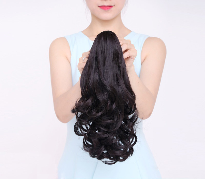 Tóc giả ngoạm lửng xoăn 40cm N152 😍FREESHIP😍 ngoạm xoăn lửng tóc giả, kẹp ngoạm tóc giả nữ, quặm xoăn lửng tóc giả nữ