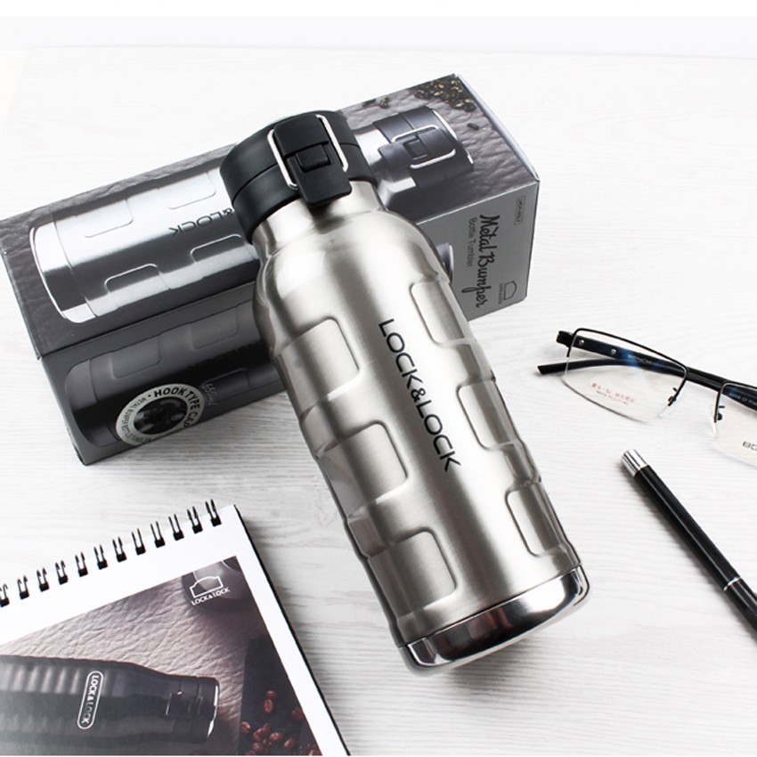 [ Hàng xả kho ] Bình Giữ Nhiệt Thép Không Gỉ Bumper Bottle Lock&Lock (650ml) - Bạc