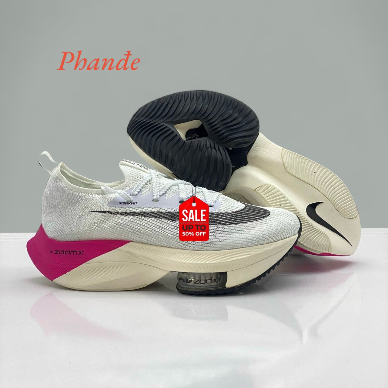 Giày Thể Thao Nữ, Giày Air Zoom alphafly % , Giày chạy bộ, thể dụcmàu trắng