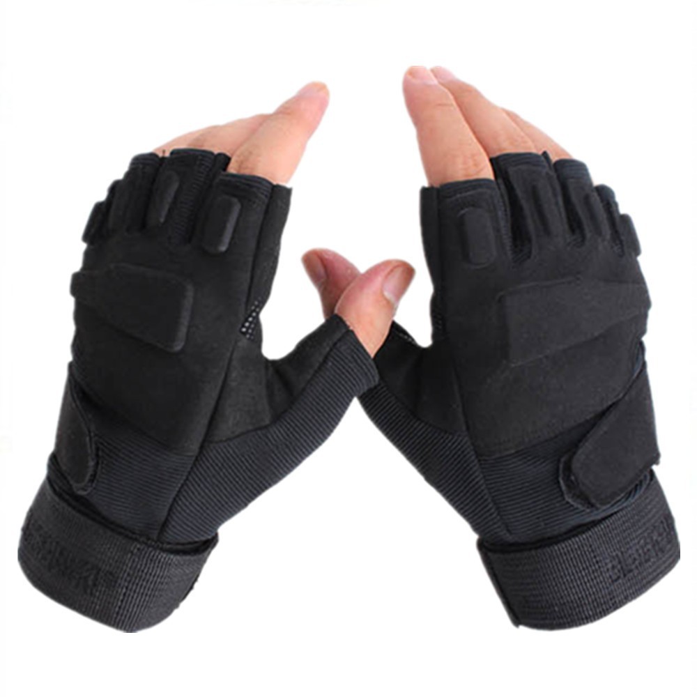 Găng tay xe máy cụt ngón gù vải BlackHawk