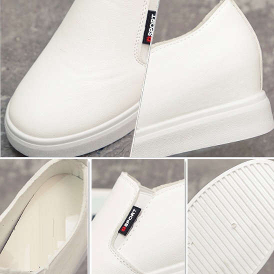 [CHẤT LƯỢNG] Giày độn đế nữ, giày slip on nữ độn đế da trơn và lazer lổ thoáng khí cao 6cm, êm chân S065