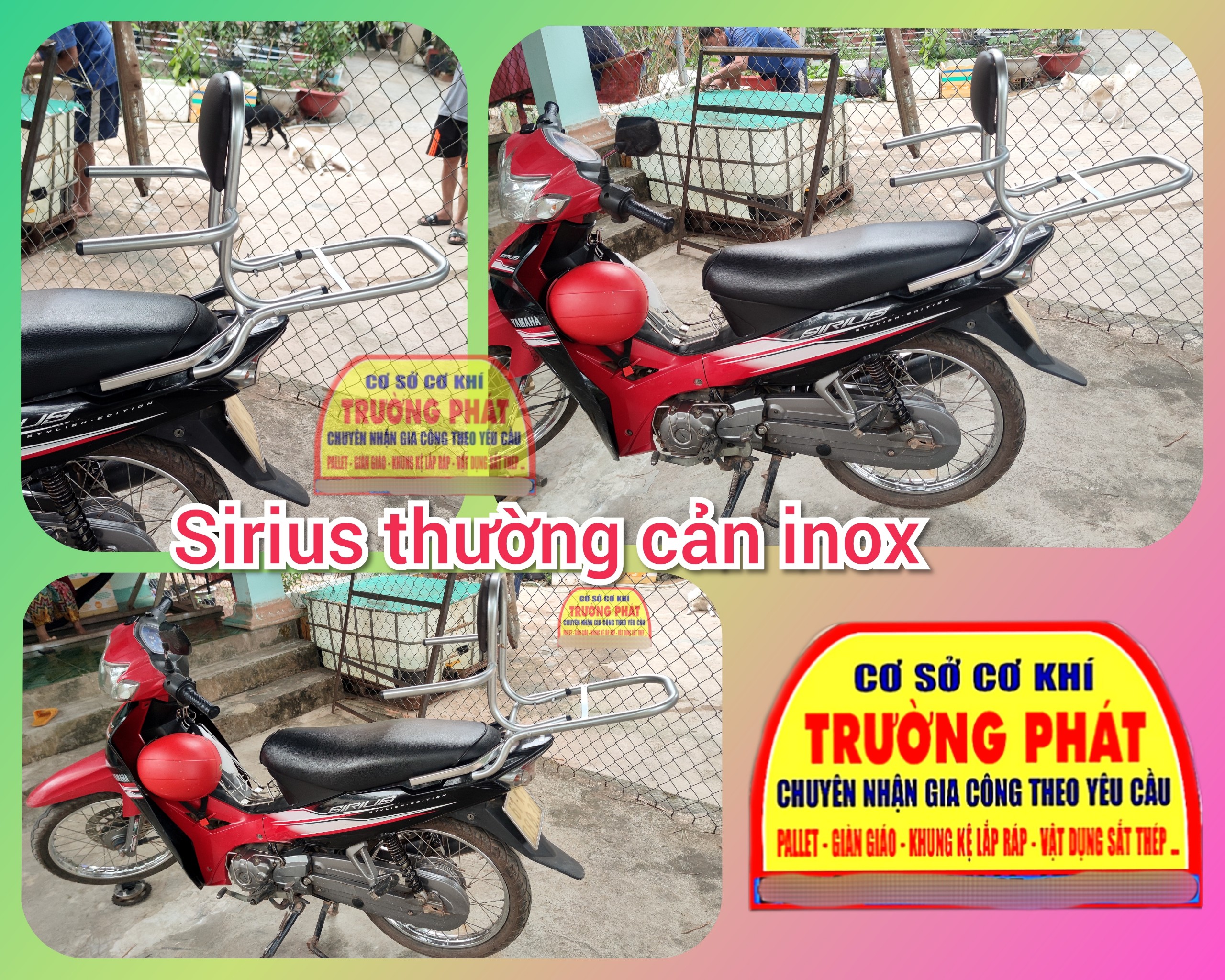 ( tặng lót tay) Baga phượt có ghế dựa sirus thường cản inox