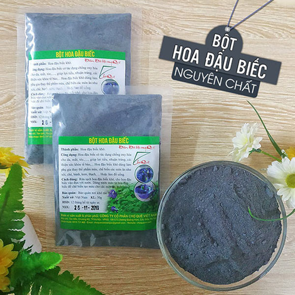 Bột Hoa Đậu Biếc Gói 100g nguyên chất 100% từ hoa đậu biếc chuyên dùng tạo màu thực phẩm xôi bánh thạch rau câu đồ uống