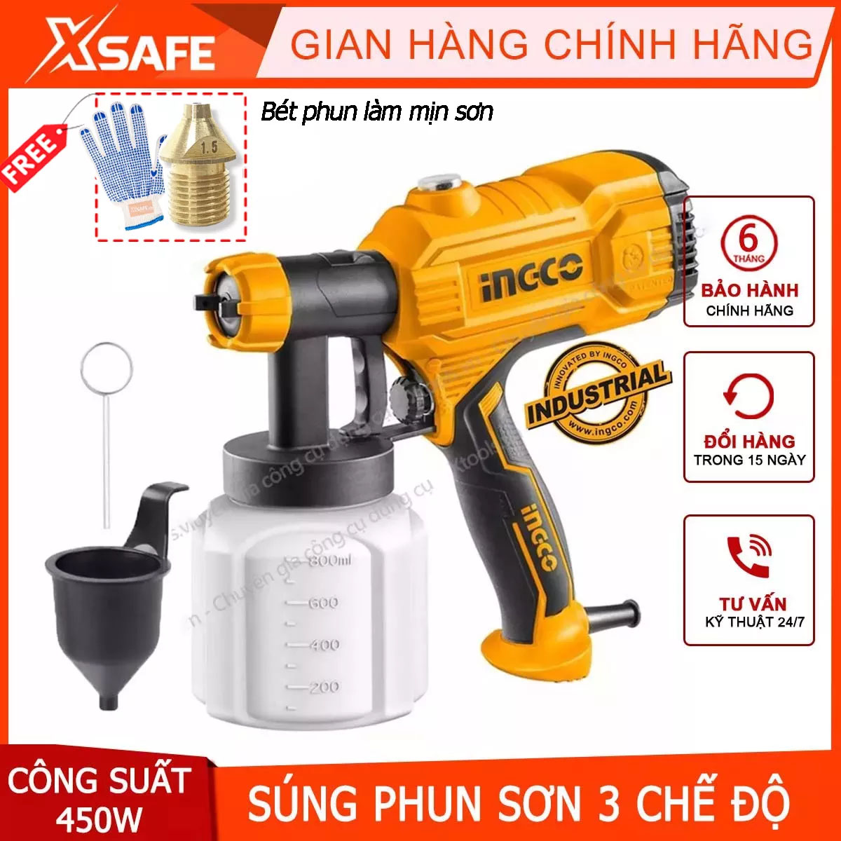 Ingco total wavfow handheld spray gun superfine smooth spray paint machine multifunctional spray paint machine for Pu paint water painting-must be authentic