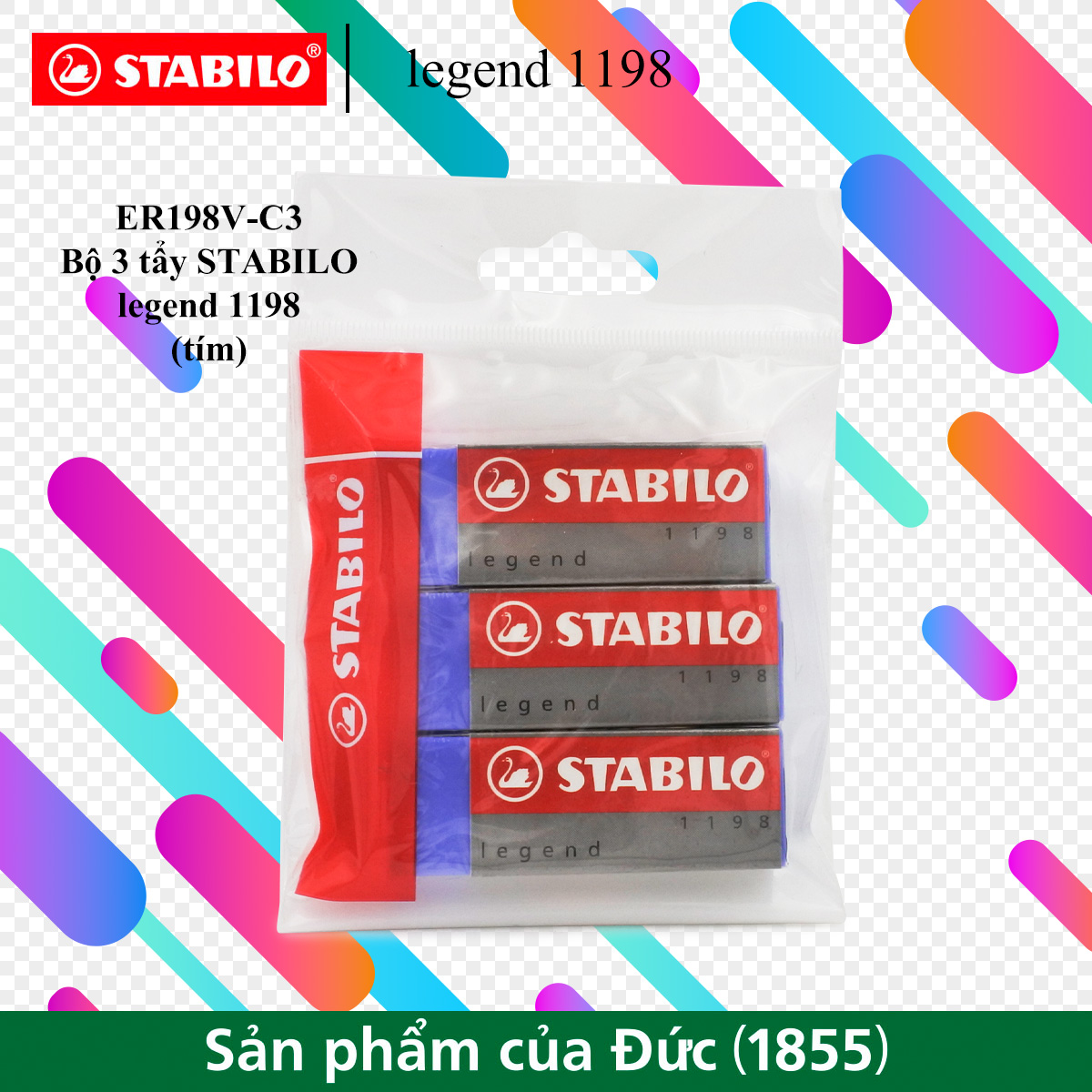 Bộ 3 tẩy STABILO Legend (nhiều màu) ER198-C3