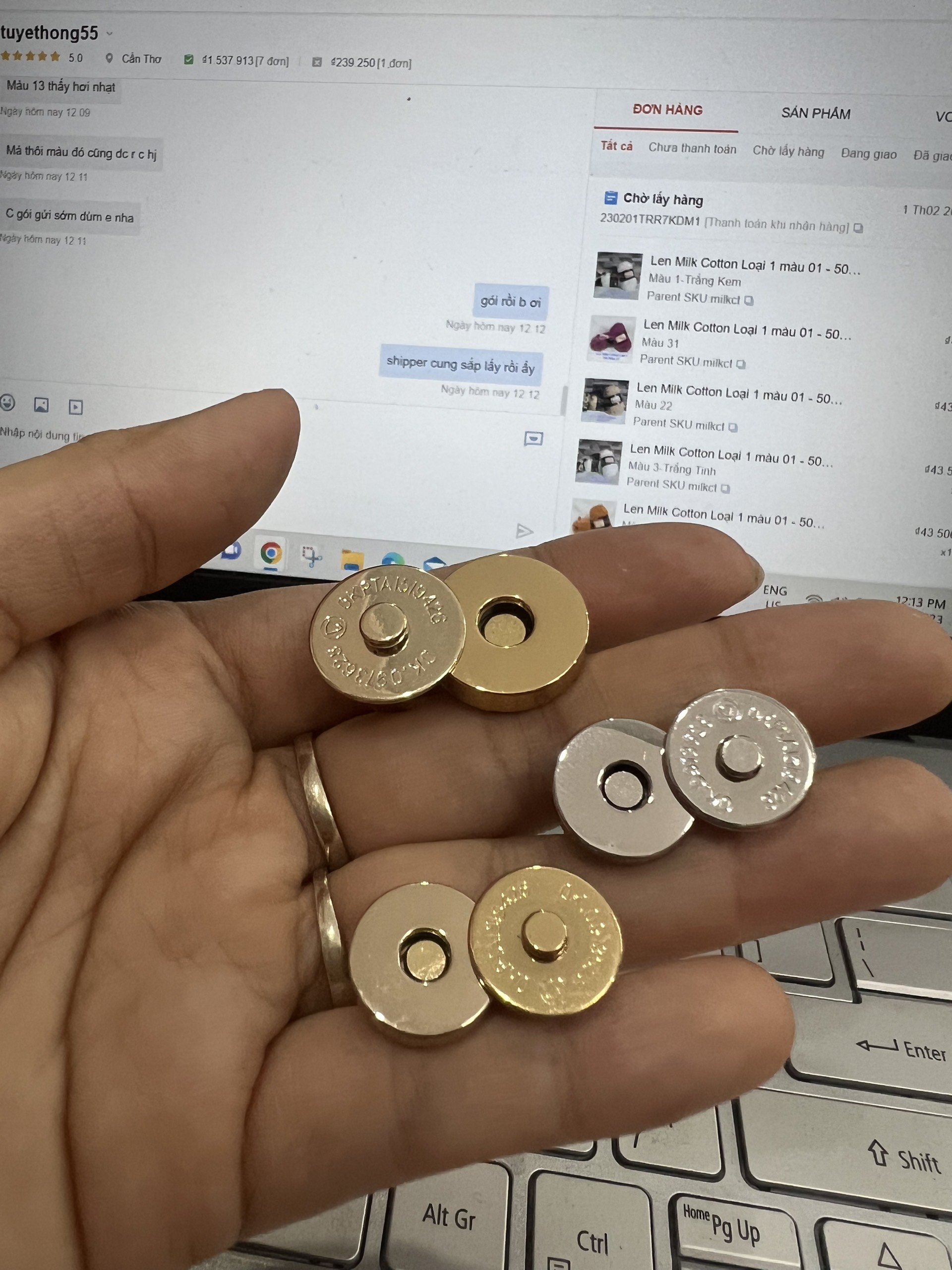 Nút hít gắn túi xách/ nút hít dư xịn châm ghim dài 9mm các size