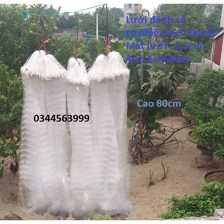 Lưới đánh cá 3 lớp then cao 80cm dài 80m bắt cá rô phi và cá từ 400g đến 2kg 5.0  (cam kết đổi trả trong 2 tuần đầu)