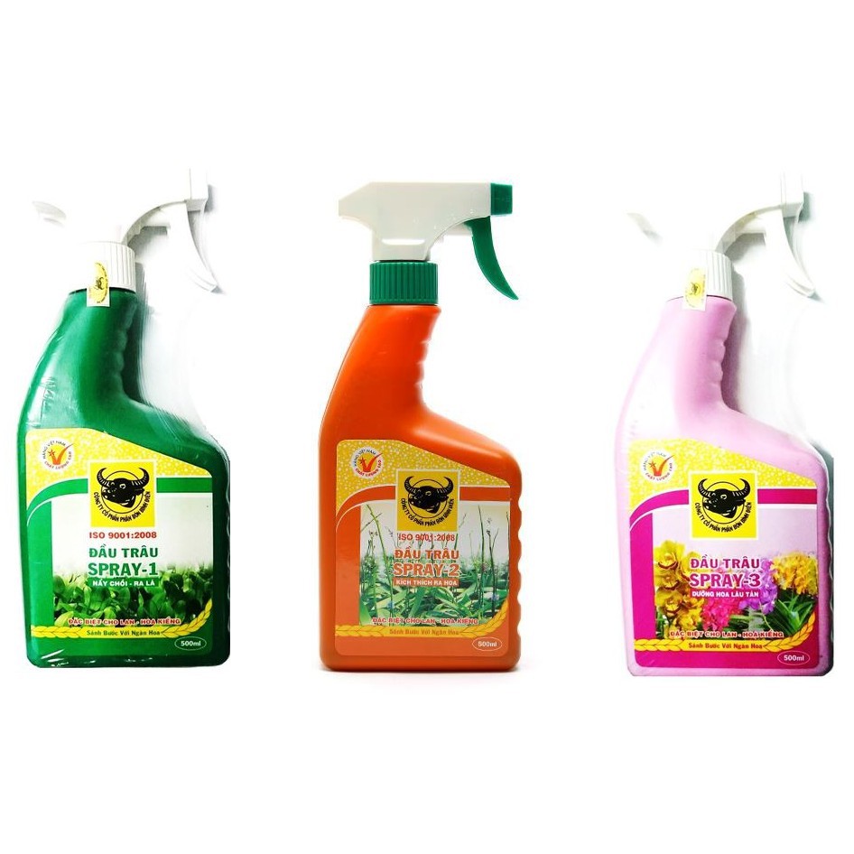 Bộ 3 spray 1+2+3 phân bón lá pha sẵn cho mọi giai đoạn cho hoa lan và cây cảnh