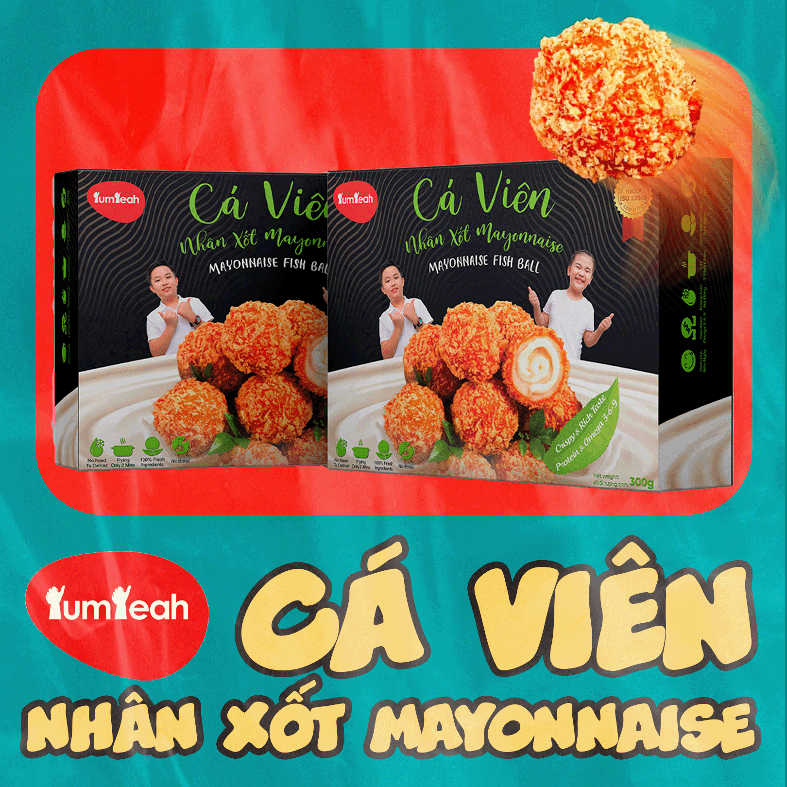 Cá Viên Nhân Xốt Mayonnaise Viên Cá Cam Gói 500gr - Thương Hiệu Đen Đỏ