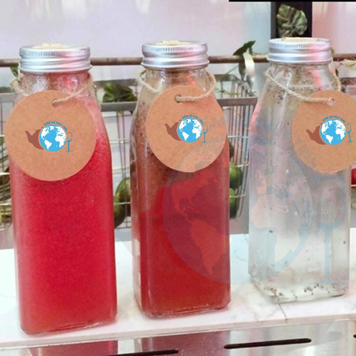[HCM]3 Chai thủy tinh vuông nắp nhôm 330ml đựng nước trái cây - COMBO 3 CHAI