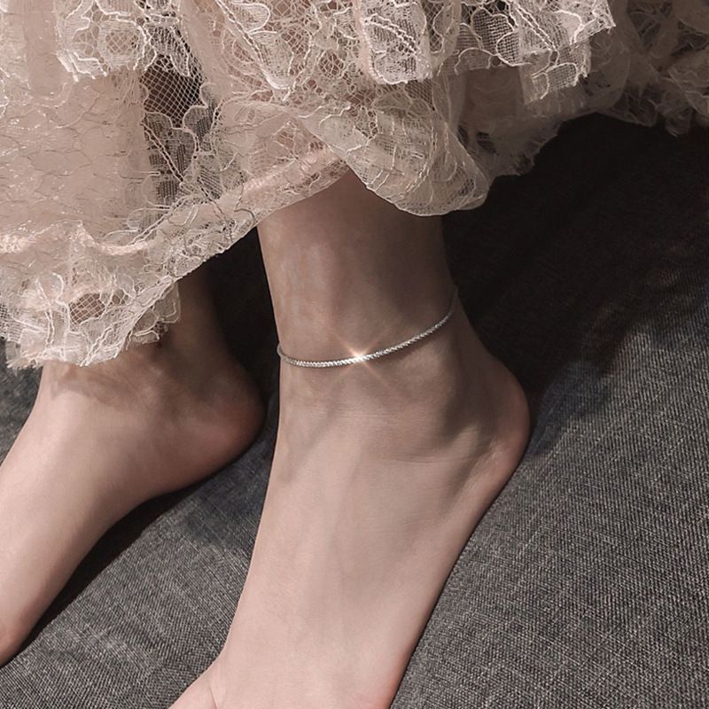 Lắc chân bạc nữ S925 - Lắc chân nữ bạc Ý tuyết trắng basic dễ thương, sang trọng Vườn Trang Sức LC0117