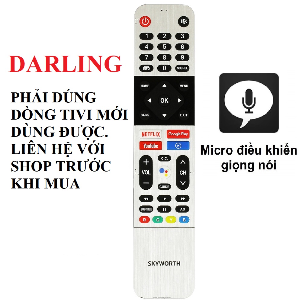 Remote điều khiển tivi DARLING SMART điều khiển giọng nói micro