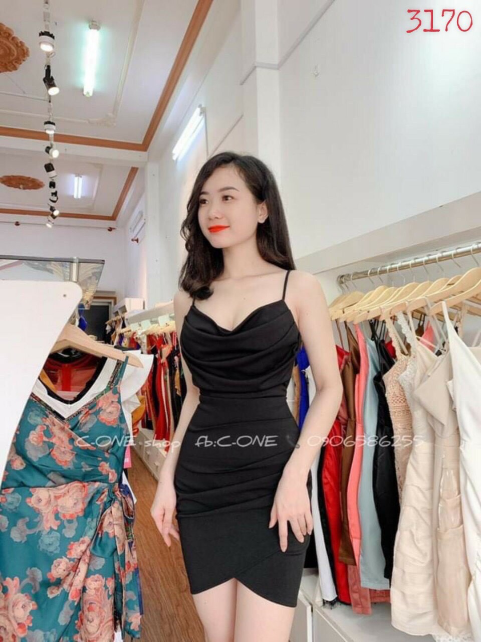 Đầm 2 dây cườm tà bèo-QH