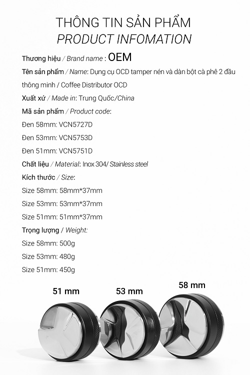 [HCM]Dụng cụ OCD nén và dàn bột cà phê 2 đầu thông minh