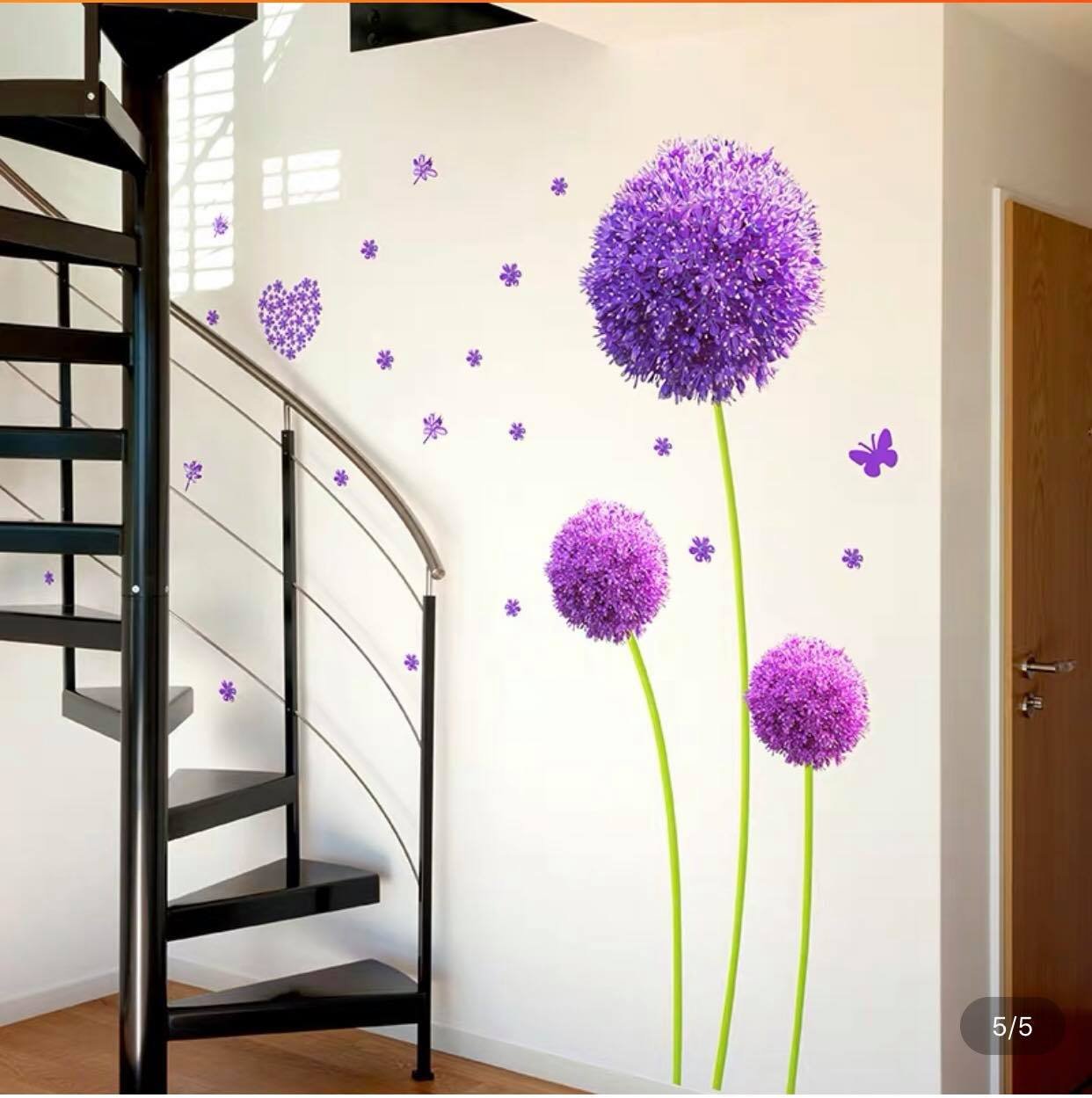 DECAL DÁN TƯỜNG HOA TÚ CẦU TÍM ILU