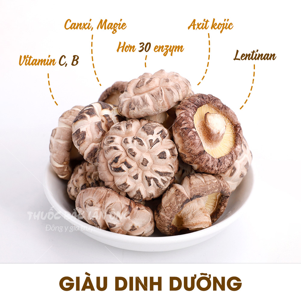 Nấm đông cô khô Nhật Bản 500g, tai nấm to, trắng, thơm ngon, dùng hầm canh, pha trà - Lãn Ông