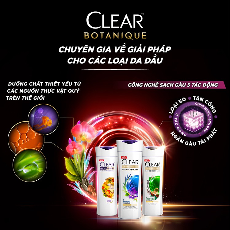 Dầu gội Clear 9 thảo dược cổ truyền làm sạch gàu giảm gãy rụng 618ml