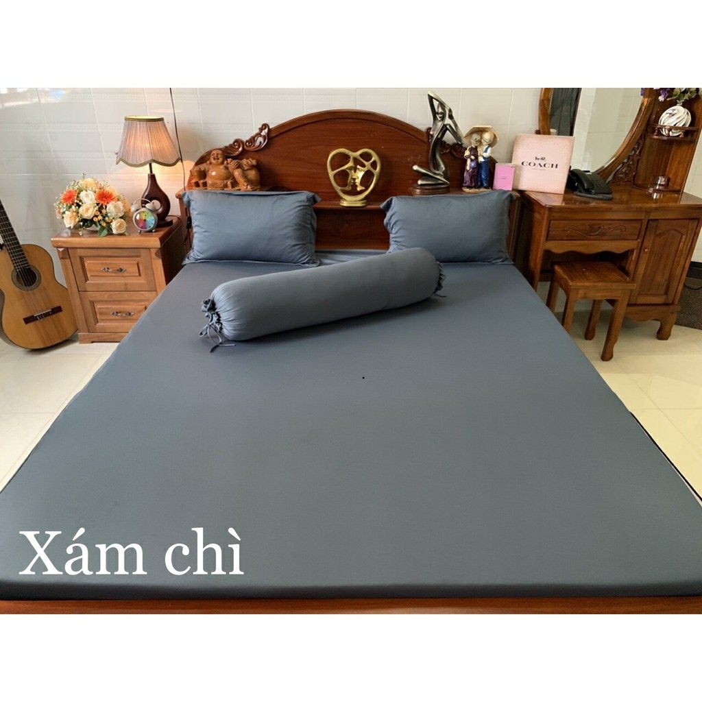 trọn bộ ga thun 1 màu 1m8x2mx15cm