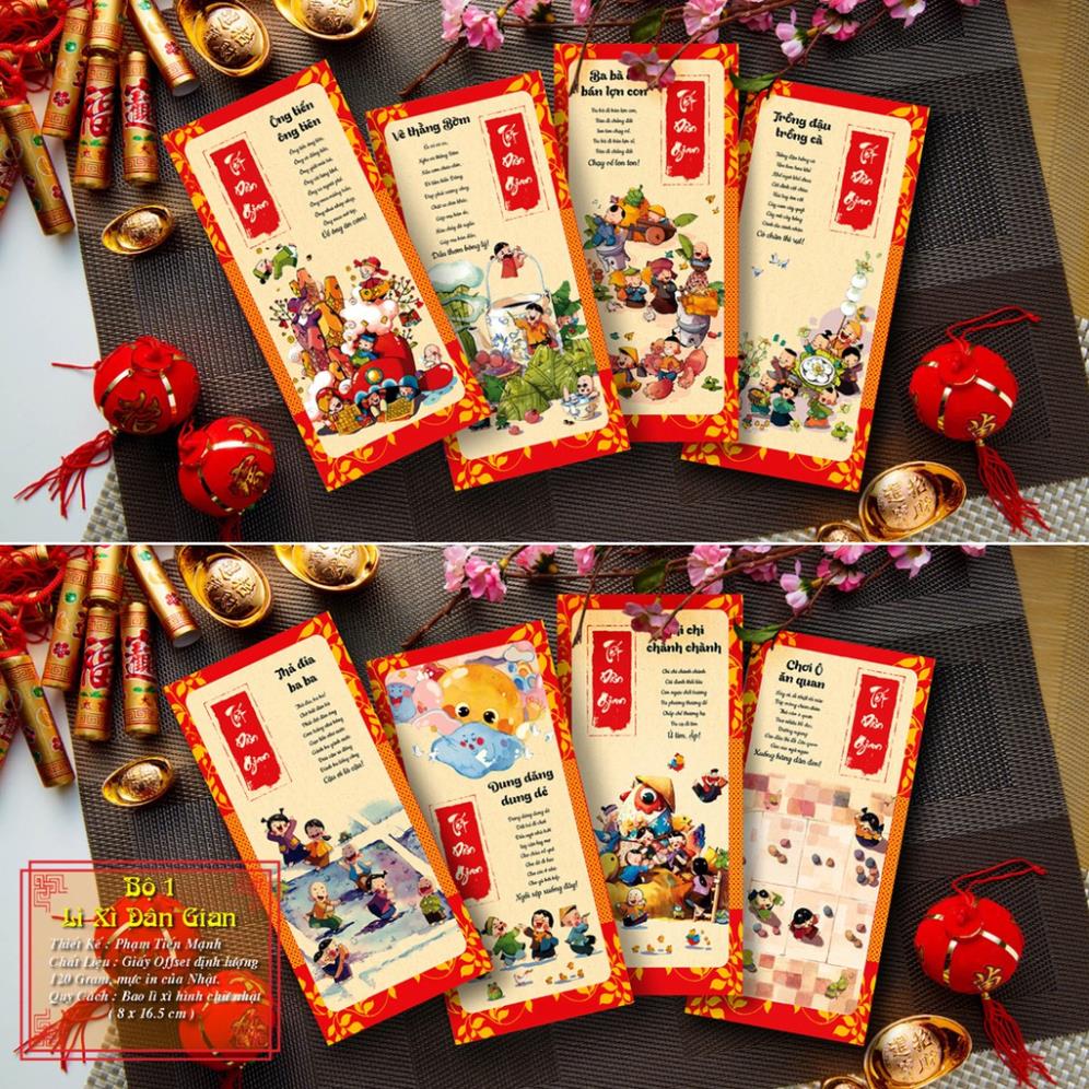 Bộ 100 Phong Bao Lì Xì Tết ( Chia Đều Các Mẫu )