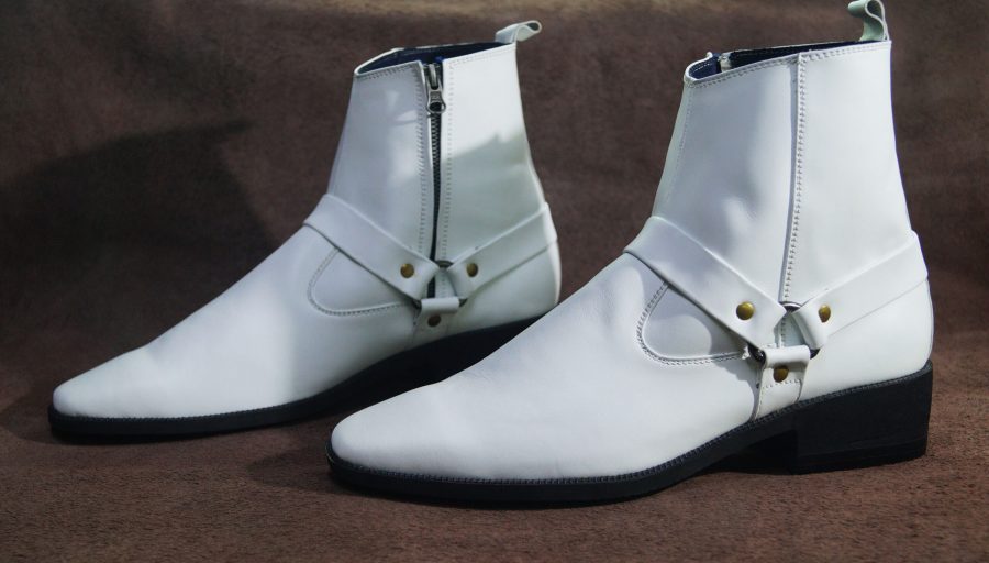 Giày boot nam da trắng da bò thật. Mã số: B166