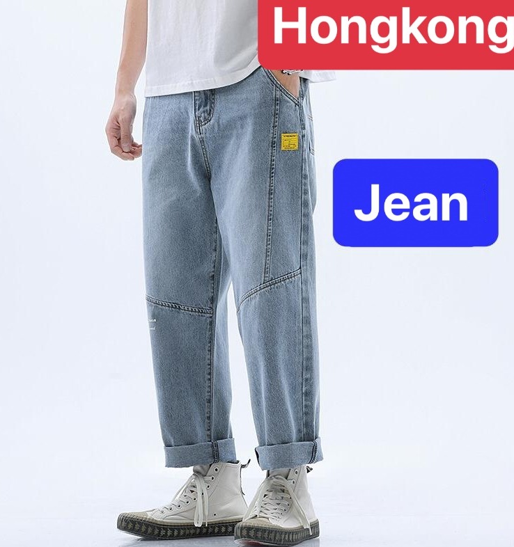 QUẦN BAGGY JEAN NAM CHẤT BÒ ỐNG RỘNG DÀI XANH CHỈ ĐẮP HOT TREND DB-992 - HONG KONG FASHION