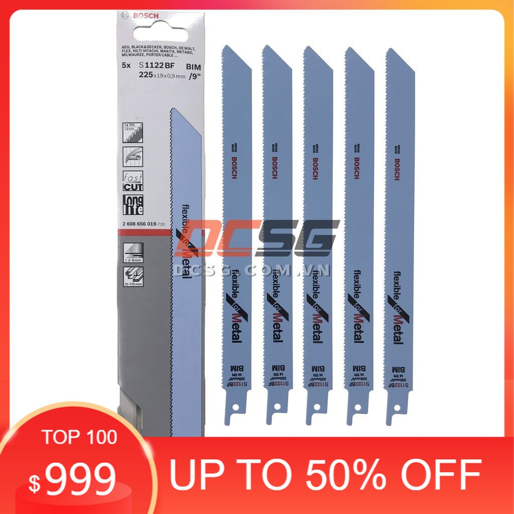 Lưỡi cưa kiếm cắt sắt 225mm Bosch S1122BF (01 lưỡi) | DCSG