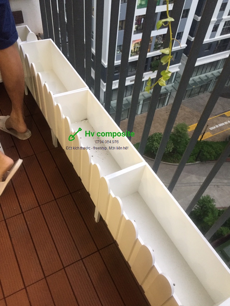 chậu hàng rào trồng cây composite (50x20x20+5)