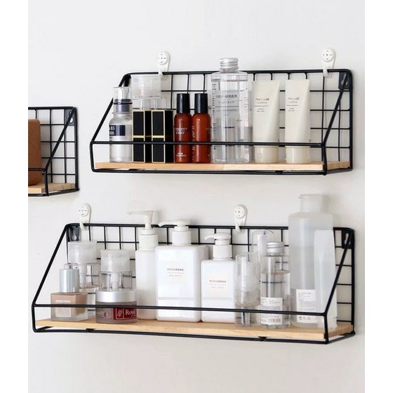 Kệ Treo Tường Trang Trí, Kệ Để Đồ Đa Năng Có Rào Chắn Vintage Tặng kèm đinh