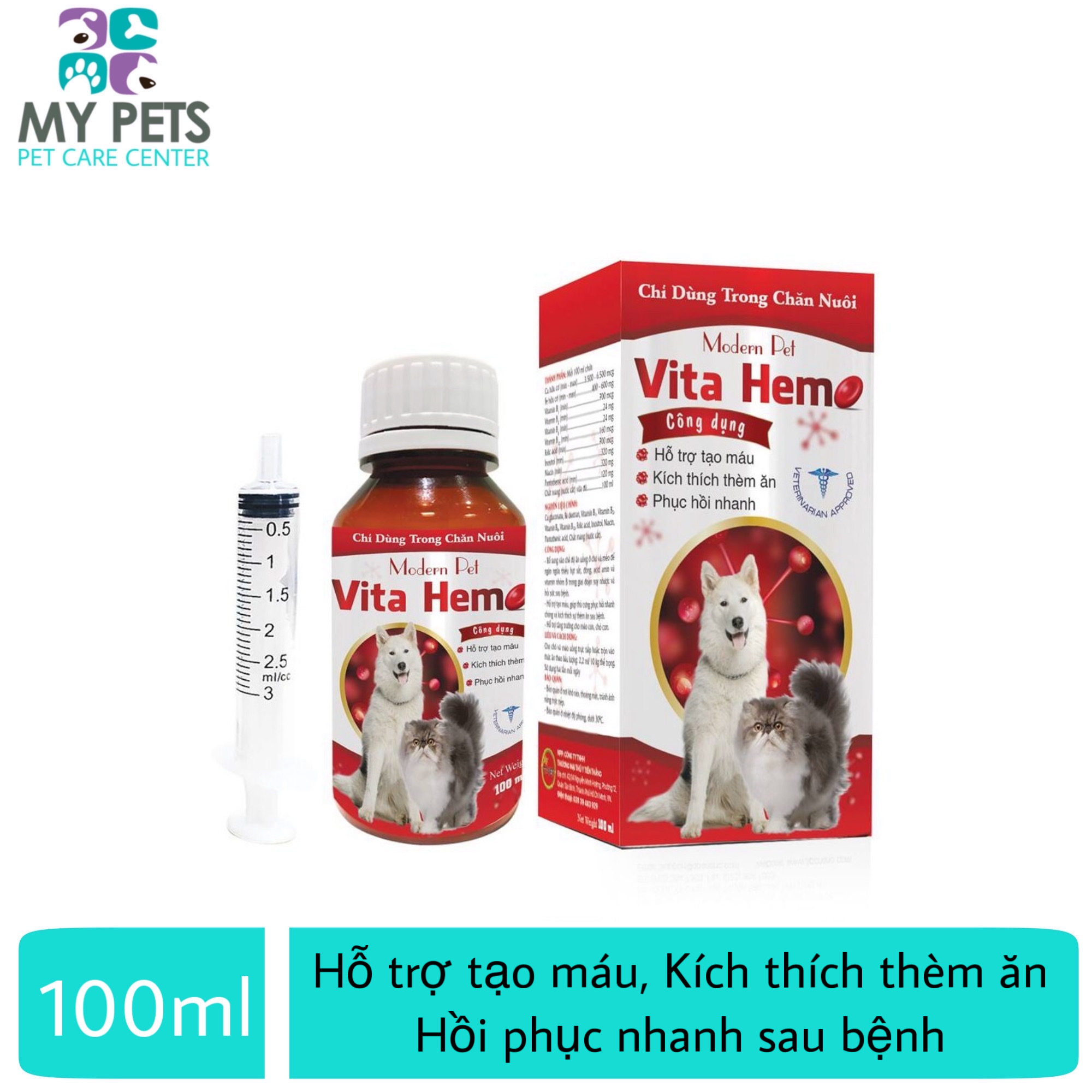 VITA HEMO hỗ trợ tạo máu kích thích thèm ăn giúp hồi phục nhanh sau bệnh. Lọ 100ml