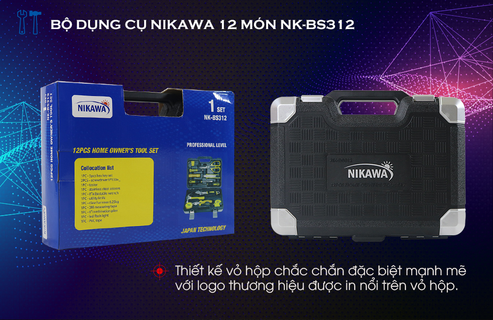 Bộ dụng cụ Nikawa Tools 12 món NK-BS312 - BẢO HÀNH 36 THÁNG