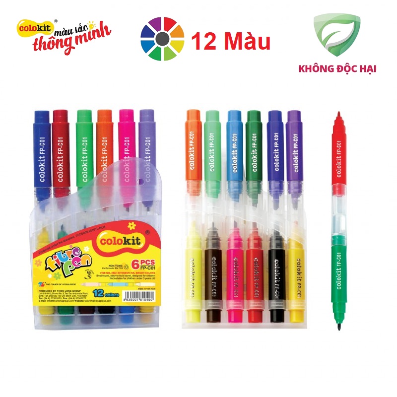 Bút Lông Màu Nước 2 Đầu Colokit FP-C01 - 12 Màu
