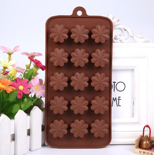 KHUÔN SILICON ĐỔ RAU CÂU SOCOLA 15 BÔNG HOA