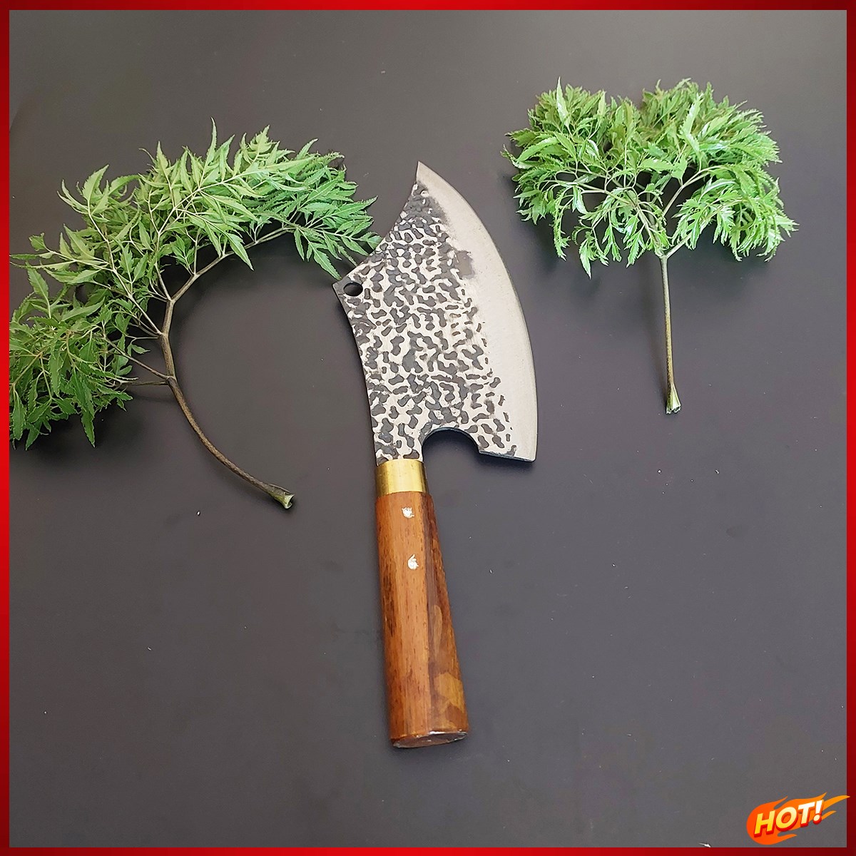 Dao chặt gà chặt xương thép nhíp dập vân